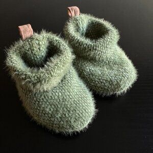 Fuzzy Green Infant Shoes